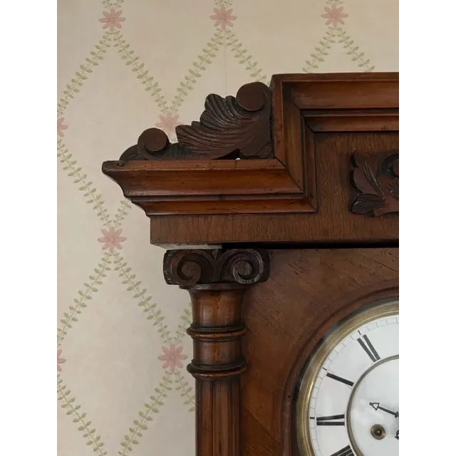 Wood 19th Century 2 Weight Biedermeier Regulator Wall Clock For Sale - Image 7 of 12