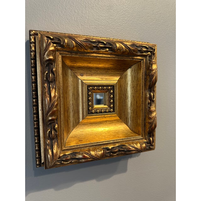 Traditional Vintage Italian Petite Gold Leaf Over Wood Mirror For Sale - Image 3 of 14