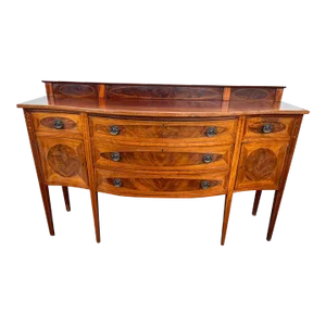 Early 20th Century Antique Federal Style Inlaid Mahogany Serpentine Sideboard