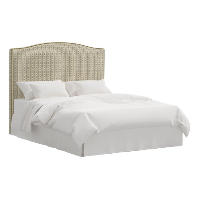 Stoffer Home x Cloth & Company Elsie Headboard in Botanical Stripe Dijon with Dijon Welt, California King For Sale