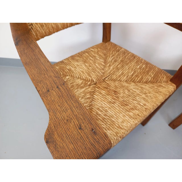 Brutalist Armchairs in Oak and Straw, 1960s, Set of 2 For Sale - Image 16 of 18