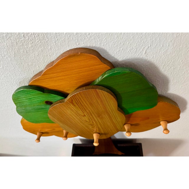 Brown Vintage 1970s Folk Art Tree Wall Coat Rack, Children’s Decor For Sale - Image 8 of 10