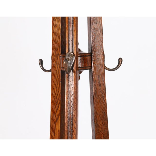 Wood Antique Victorian Oak Hall Umbrella Coat Stand, 19th Century For Sale - Image 7 of 12