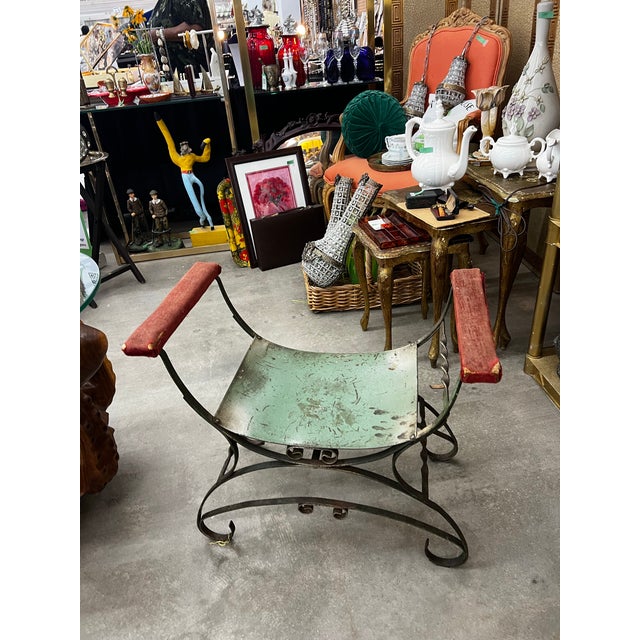 1970s Industrial Green Metal Vanity Stool For Sale In Atlanta - Image 6 of 6