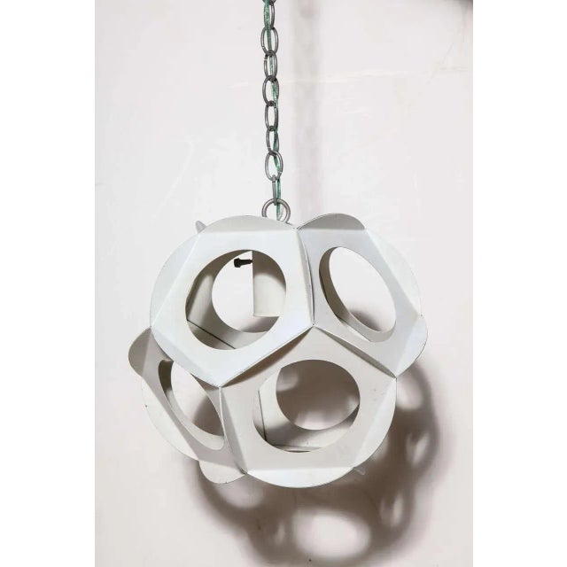 Danish Mid-Century Modern adjustable, nine sided off white enameled steel hanging lamp, in the manner of Preben Dahl for...