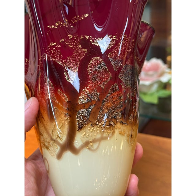 Micheal Nourot Red Satin Series Art Glass Vase For Sale In San Francisco - Image 6 of 12