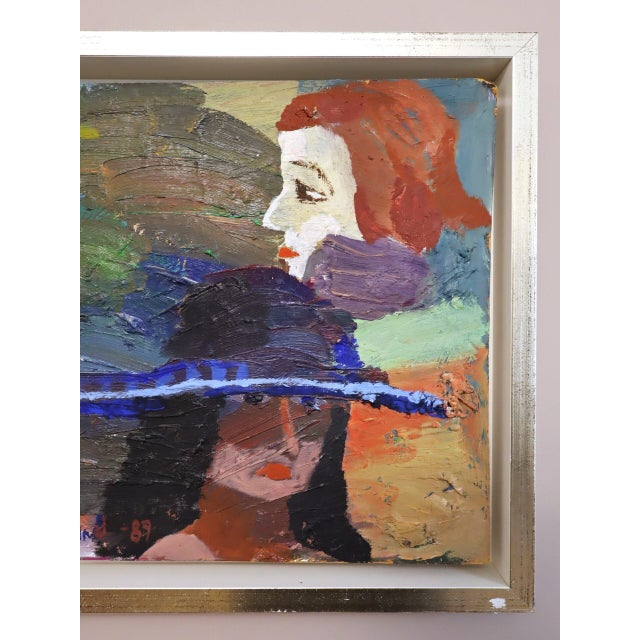 Paint 1989 'The Rumour' Vintage Original Expressive Swedish Figurative Oil Painting, Framed For Sale - Image 7 of 15