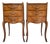 Pair of French Louis XV Revival Inlaid Bedside Tables with Three Drawers, 1940s For Sale
