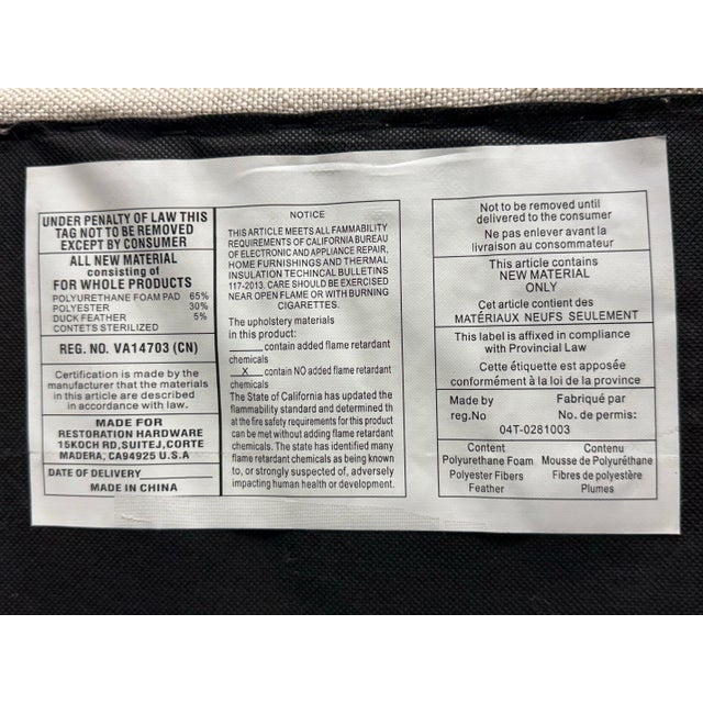 Restoration Hardware Belgian Track Arm Sofa For Sale - Image 12 of 12