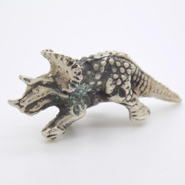 Vintage Italian Handmade Silver Triceratops Dinosaur Figurine, 1960s For Sale - Image 4 of 12