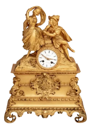 Charles X Gilt Bronze Figural Clock