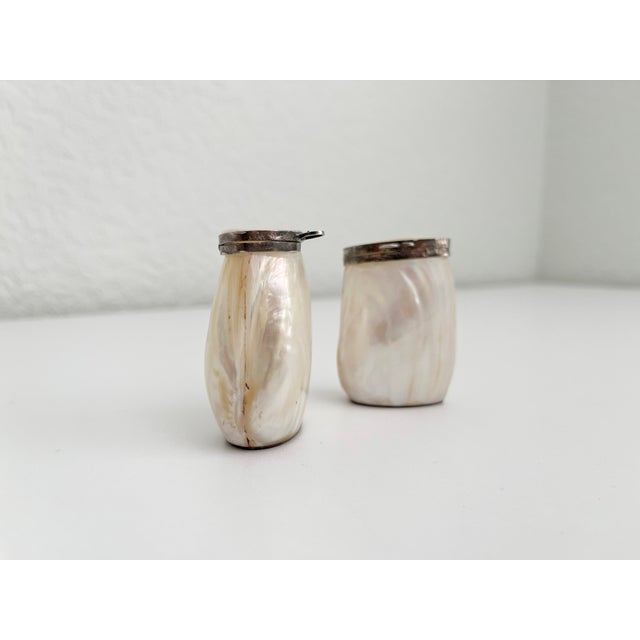 Silver 1970s Silver & Mother of Pearl Salt & Pepper Shakers For Sale - Image 8 of 9