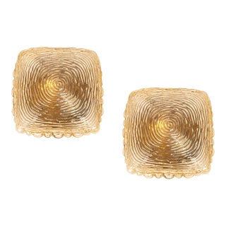 Amber Glass Sconces in Thumbprint Shape, Germany, 1970s, Set of 2 For Sale