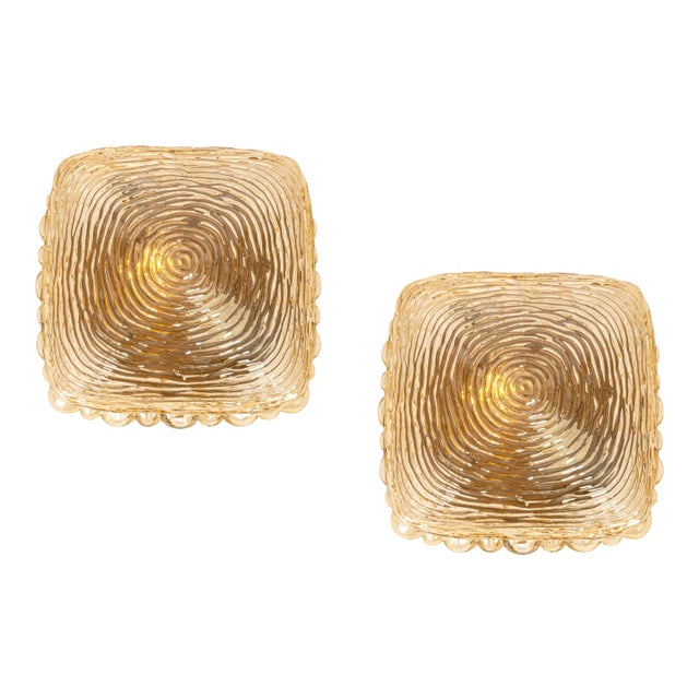 Amber Glass Sconces in Thumbprint Shape, Germany, 1970s, Set of 2 For Sale