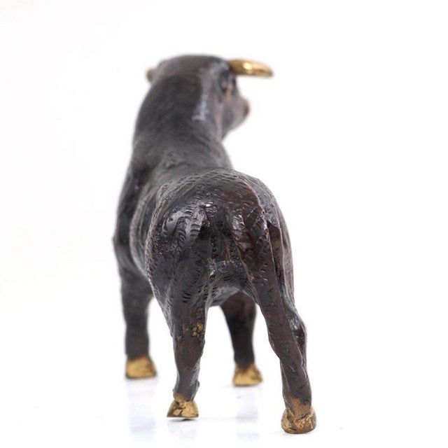 Metal Mid-Century Austrian Patinated Bronze Bull Sculpture attributed to Walter Bosse, 1950s For Sale - Image 7 of 11