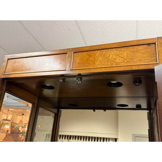 Wood Campaign Style Curio Display Cabinet, Vintage For Sale - Image 7 of 12