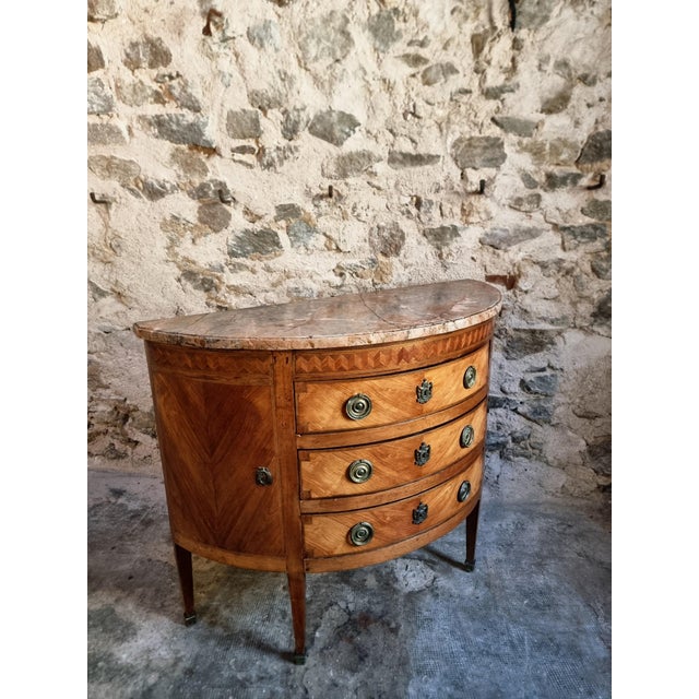 French Louis XVI Demi-Lune Commode with Marble Top, Late 18th Century For Sale - Image 17 of 18