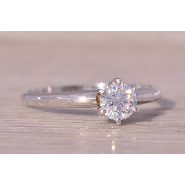 Silver The Trafford: White Gold Solitaire Engagement Ring with Natural Diamond For Sale - Image 8 of 11