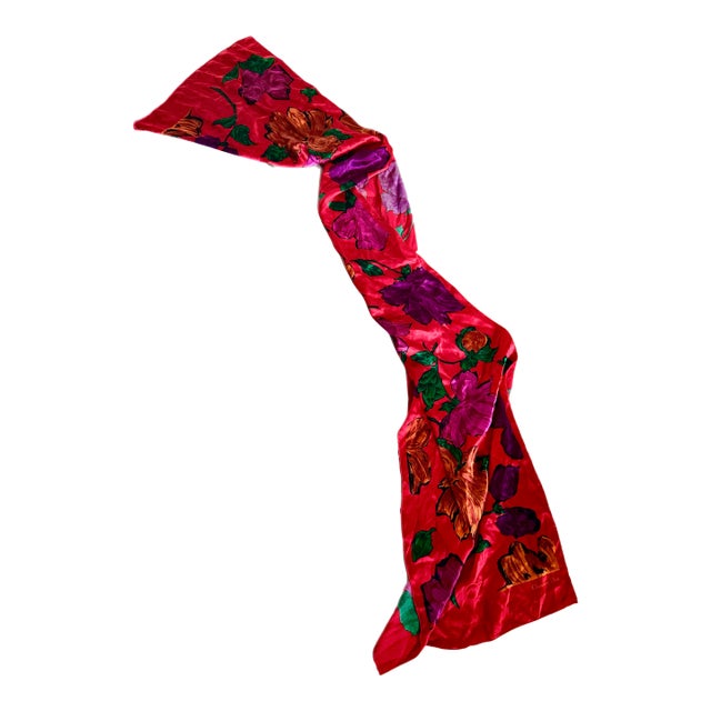 Christian Dior Long Red Silk Scarf For Sale