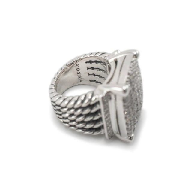 Modern David Yurman 925 Sterling Silver Wheaton Diamond Cocktail Ring For Sale - Image 3 of 7