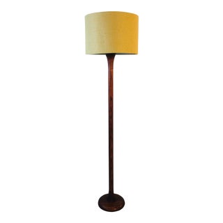 1970s Oak Wood Tall Floor Lamp For Sale