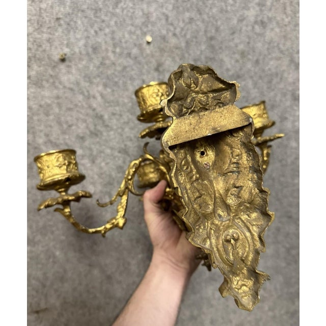 Louis XV Style Wall Sconces in Gilt Bronze, 1850s, Set of 2 For Sale - Image 3 of 7
