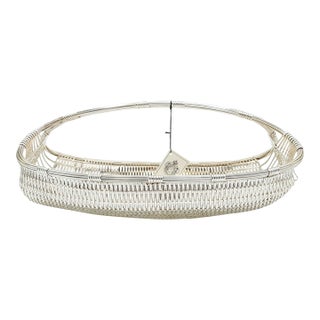 Late 20th Century Christofle Silver-Plated Woven Basket Centerpiece, Handwoven Paris For Sale