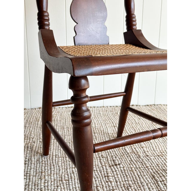 1960s Vintage Sculpted Mahogany Dining Chairs With Cane Seats, Set of 4 For Sale - Image 14 of 15