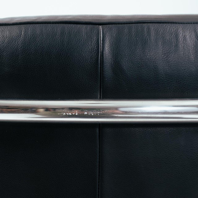 Curved Onda Black Leather Chair by de Pas, D'Urbino & Lomazzi for Zanotta, 1980s For Sale - Image 14 of 17