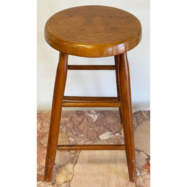 Vintage Handmade Wood Counter Stool For Sale In Kansas City - Image 6 of 10