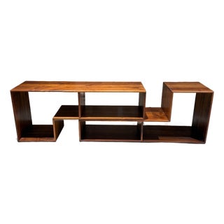 Asymmetrical Solid Walnut Wood Shelving Unit Adjustable Attr Gerald McCabe For Sale