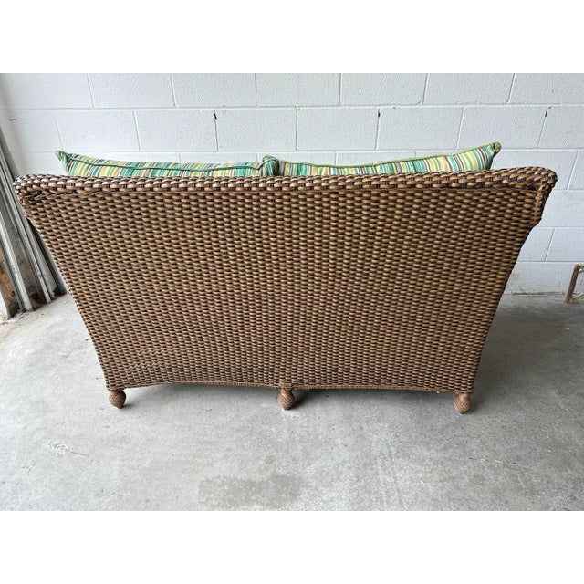 Brown Tommy Bahama Weathered Resin Wicker Sofa For Sale - Image 8 of 10