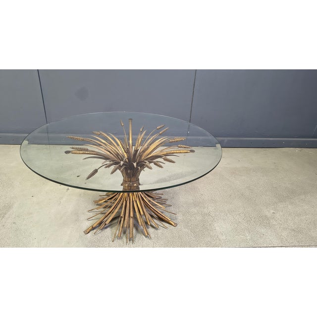 Hollywood Regency Vintage Gilt Metal Sheaf of Wheat Coffee Table in the style of Coco Chanel, 1960s For Sale - Image 3 of 11