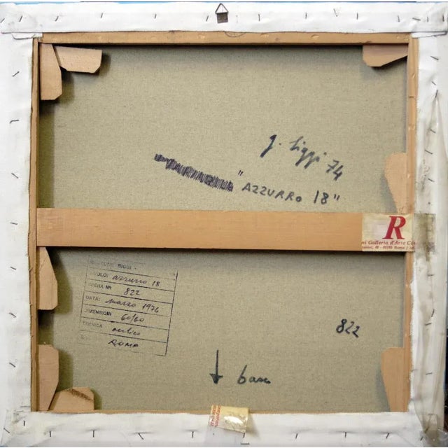 Blue n.18 is an original contemporary artwork realized by Gastone Biggi in 1974. Mixed colored acrylic painting on canvas...