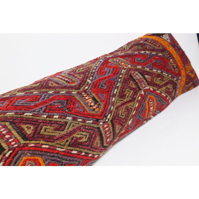 Turkish Handwoven Vintage Tribal Kilim Pillow Cover -13'' X 54'' For Sale In Tampa - Image 6 of 10
