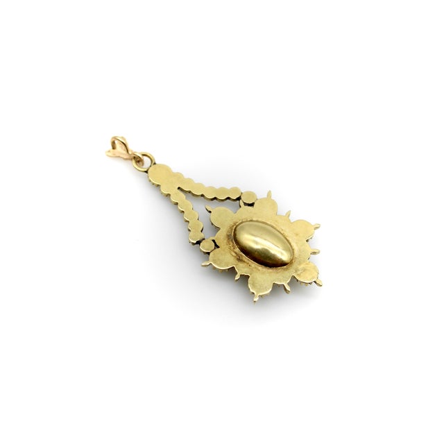 Early 19th Century Early 19th Century Georgian 14k Gold Flat Cut Onyx Mourning Pendant For Sale - Image 5 of 9