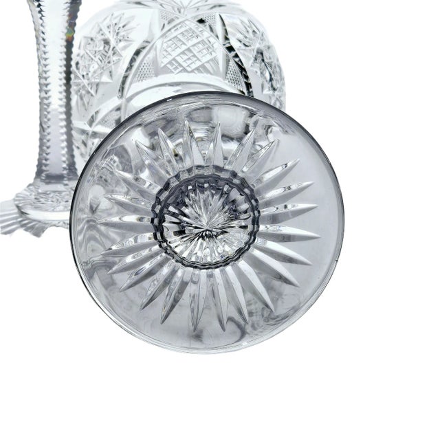 Bohemian Cut Crystal Hobstar Fan Wine Glasses Set of 4 For Sale - Image 9 of 11