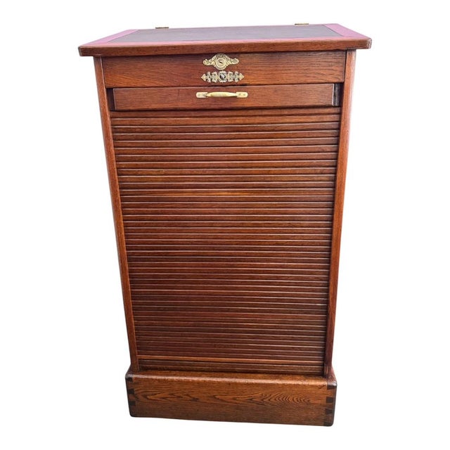 Vintage Roller Shutter Cabinet in Oak, 1930s For Sale - Image 10 of 10