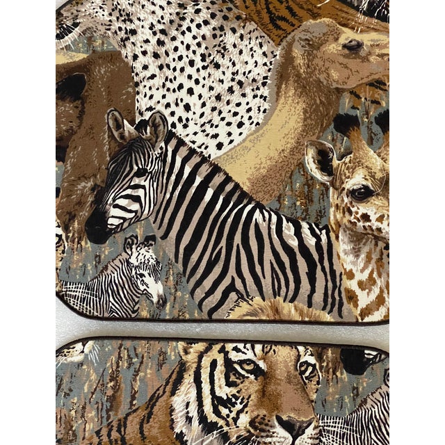 Safari 1970s Safari Tropical Zebra Textile Placemats - a Pair For Sale - Image 3 of 3