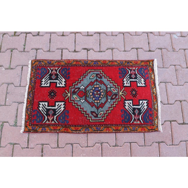 1950s Turkish Vintage Wool Doormat Rug For Sale - Image 4 of 13