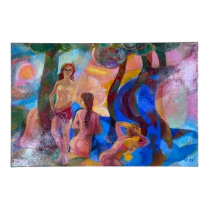 Bathing Ladies Was With Blue Horse / Acrylic on Canvas by Zami Rowsky