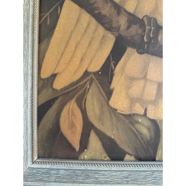 Mid 20th Century Vintage Cockatoo Print in Carved Frame For Sale - Image 5 of 6