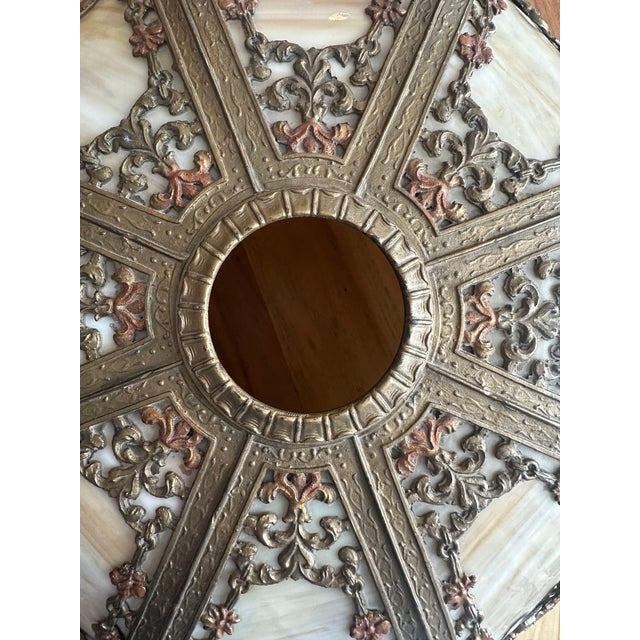 Antique n.w. Art Shade Co. Slag Glass Table Lamp For Sale - Image 4 of 17