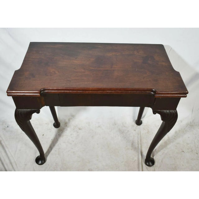 Wood George Ii 18th Century Mahogany Irish Chippendale Game Table Flip Top Felt Top For Sale - Image 7 of 13