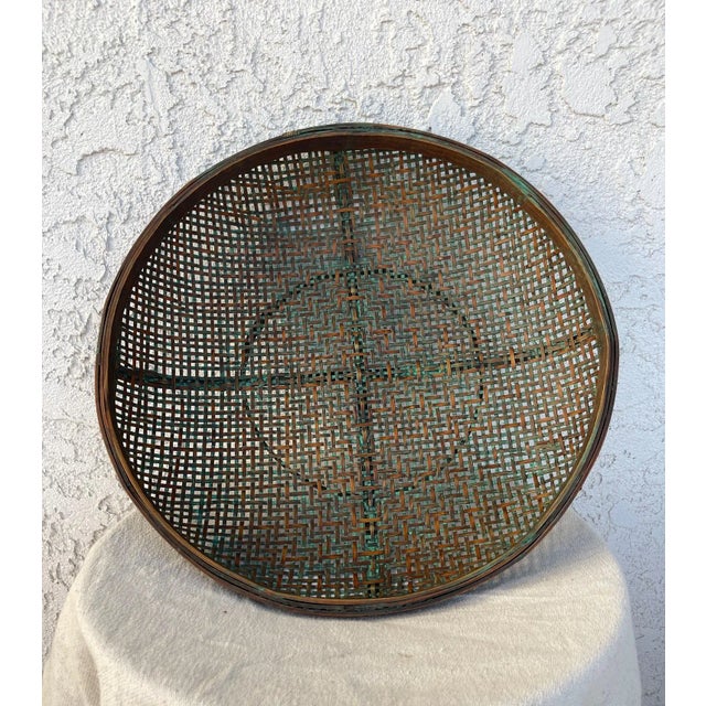Mid 20th Century Large Asian Winnowing Woven Bamboo/Rattan Basket For Sale - Image 5 of 8