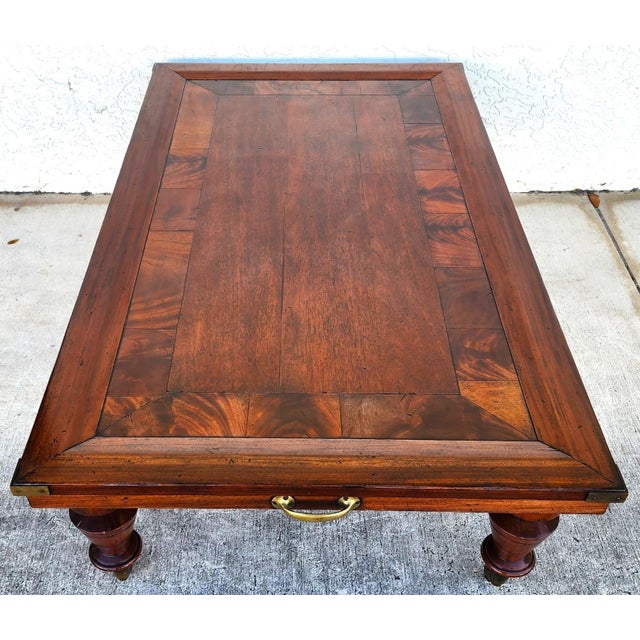 MCM Vintage Wood Inlay Extendable Coffee Table Rolling For Sale - Image 14 of 17