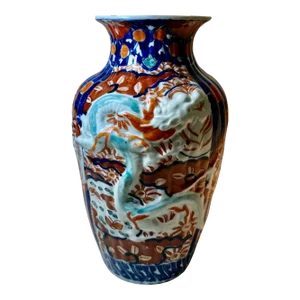19th Century Raised Dragon Imari Vase