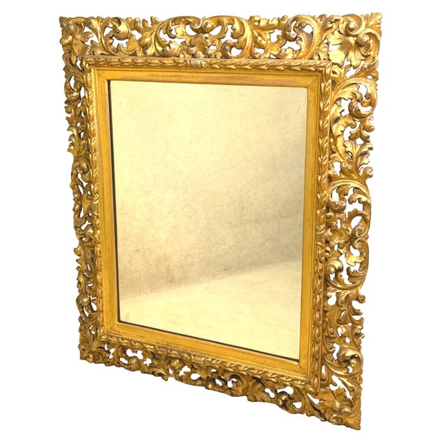 Antique Florentine Rectangular Giltwood Wall Mirror, 1820 For Sale - Image 3 of 10