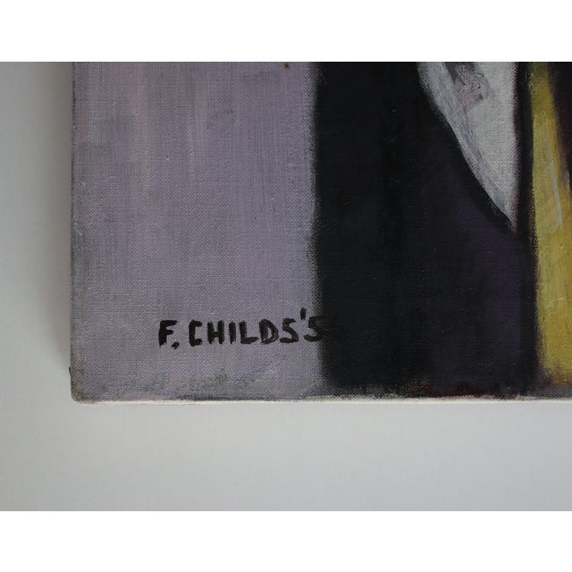 1950s Visionary Black Madonna Oil on Linen Passedoit Gallery Nyc Frederick Childs For Sale - Image 4 of 4