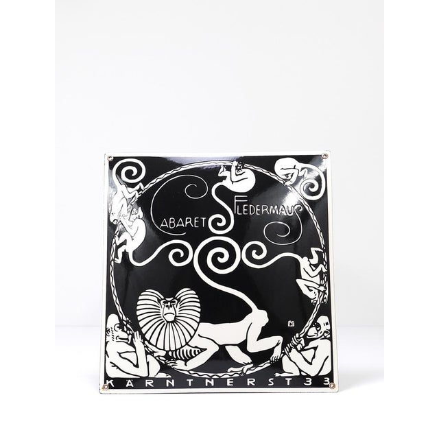 1960s Art Nouveau Moriz Jung Cabaret Bat Enameled Advertising Sign by Josef Hoffmann, Vienna, 1960s For Sale - Image 5 of 18